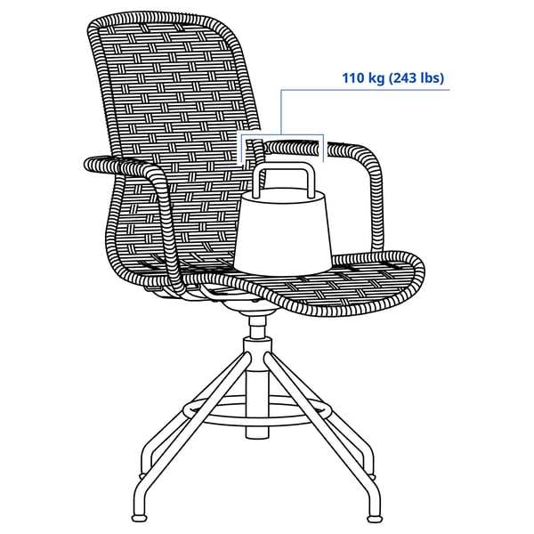 STIGBYGEL Swivel chair with armrests, beige/white