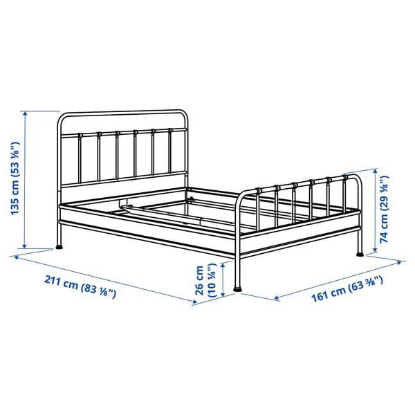 STJÄRNÖ Bed frame, anthracite/Lönset, Queen