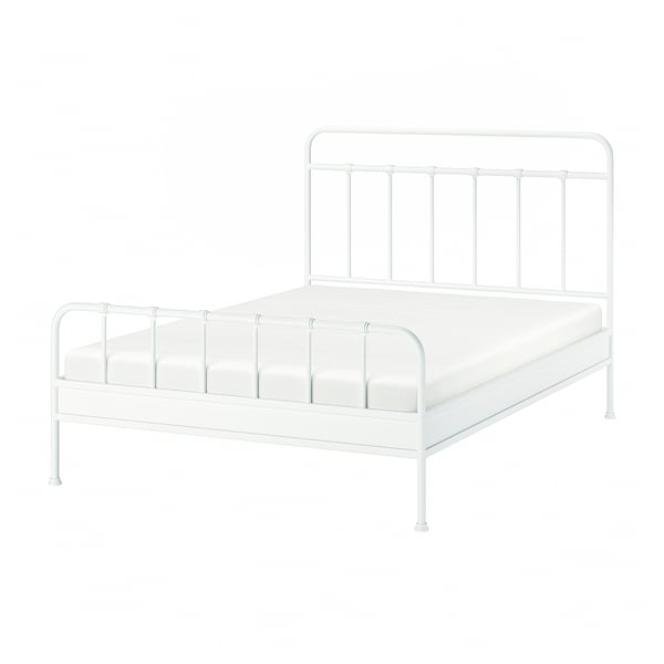 STJÄRNÖ Bed frame, white/Luröy, Queen