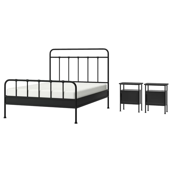 STJÄRNÖ / GRÅFJÄLLET Bedroom furniture, set of 3, anthracite, Double