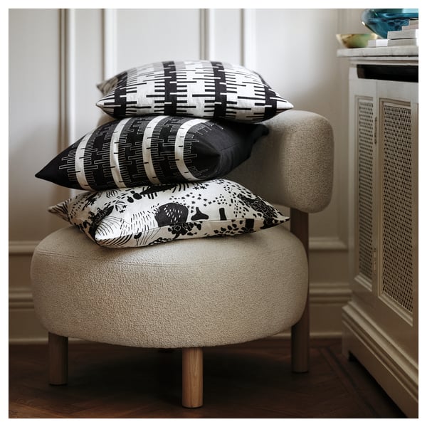 STOCKHOLM 2025 Cushion cover, black/off-white, 50x50 cm