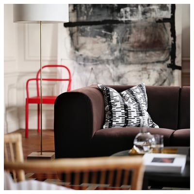 STOCKHOLM 2025 Cushion cover, off-white/black, 50x50 cm