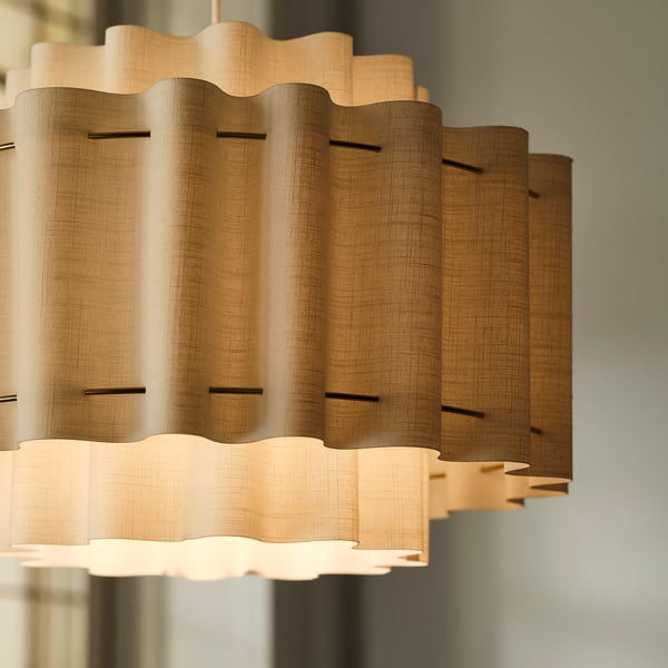 STOCKHOLM 2025 Pendant lamp, white textile/brass-plated, 50 cm