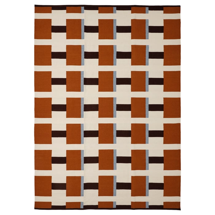 STOCKHOLM 2025 rug, flatwoven, white/brown/light blue handwoven, 170x240 cm