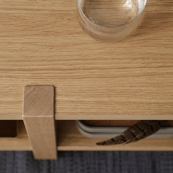 STOCKHOLM 2025 Shelving unit/bench, oak veneer, 180x41x44 cm