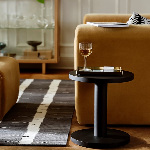 STOCKHOLM 2025 Side table, pine veneer black, 40 cm