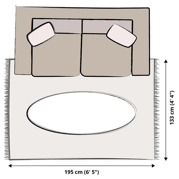 STOENSE Rug, low pile, medium grey, 133x195 cm