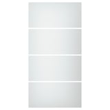 A SVARTISDAL frosted glass door panel in white, part of a wardrobe. Its rectangular, modern, and made of tempered glass.