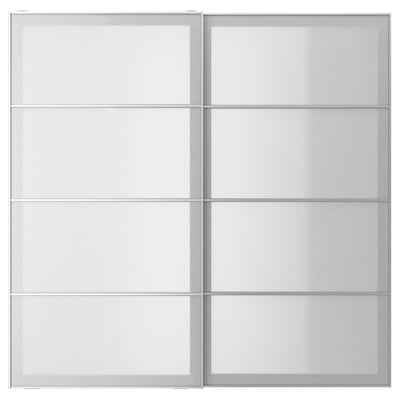 SVARTISDAL wardrobe - frosted glass, sliding safety doors, white.