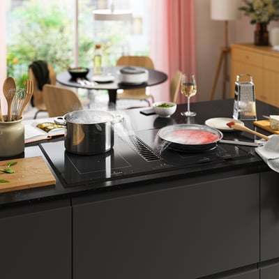 TÄCKNAN Induction hob/integrated extractor, IKEA 500 black, 83 cm