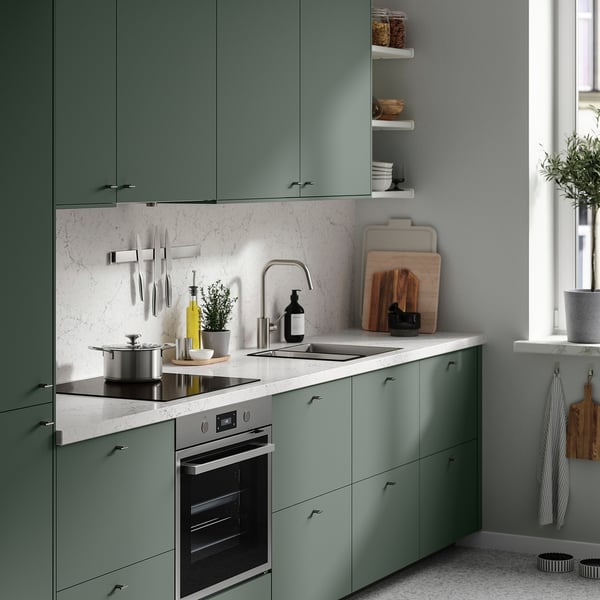 TÄRNHULT Custom made wall panel, off-white grey marble effect/glass composite, 1 m²x2.0 cm