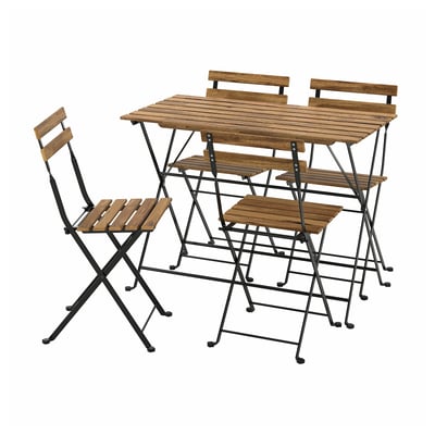 TÄRNÖ Table+4 chairs, outdoor, black/light brown stained
