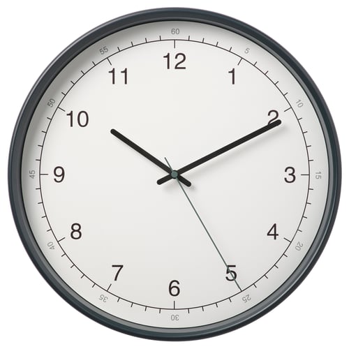 TAGGAD silent clock, white face, black hands, round shape, elegant design.