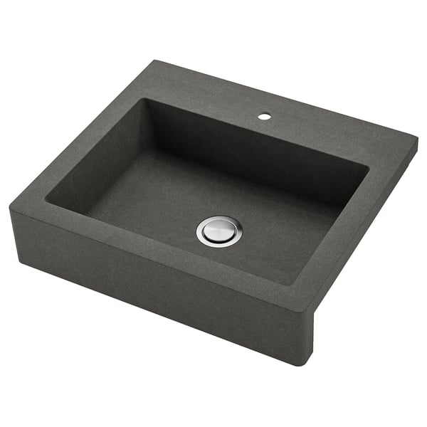 TALLSJÖN Sink bowl w visible front, dark grey/stone effect, 80x65 cm