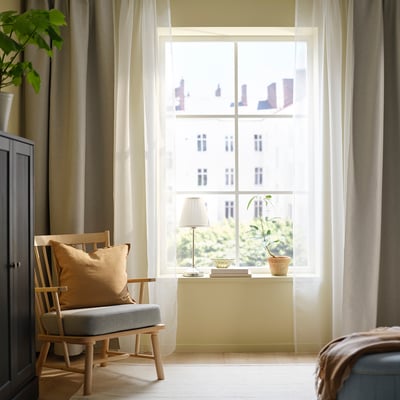 TERESIA Sheer curtains, 1 pair, white/with rod pocket, 145x250 cm