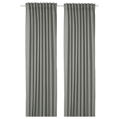 TIBAST Room darkening curtains, 1 pair, dark green/with heading tape, 145x250 cm