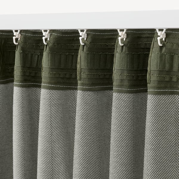 TIBAST Room darkening curtains, 1 pair, dark green/with heading tape, 145x250 cm