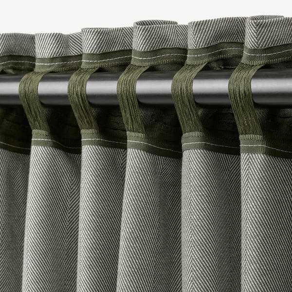 TIBAST Room darkening curtains, 1 pair, dark green/with heading tape, 145x250 cm