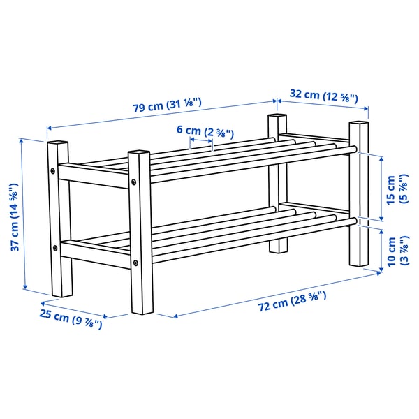 TJUSIG Shoe rack, white, 79x32x37 cm