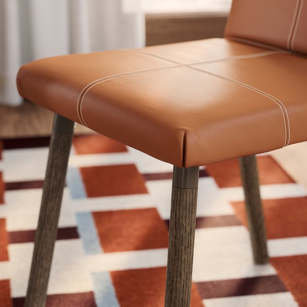 TONSTAD / TONSTAD Table and 4 chairs, brown oak veneer/Bomstad golden brown brown oak effect, 140/196x85 cm