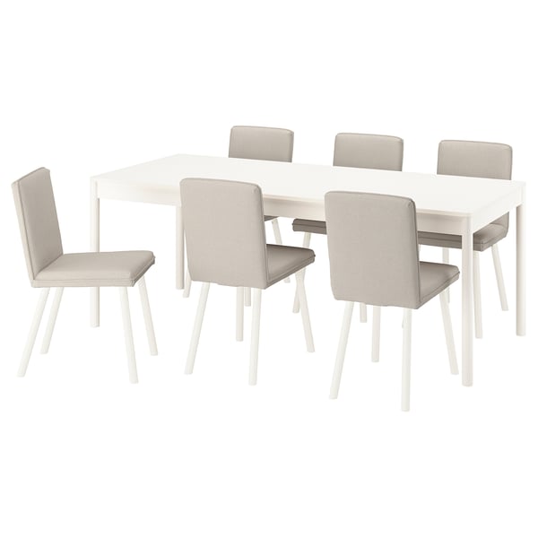 TONSTAD / TONSTAD Table and 6 chairs, off-white/Fridtuna light beige off-white, 200x85 cm