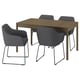 TONSTAD / TOSSBERG Table and 4 chairs, brown oak veneer/Gunnared dark grey black, 140/196x85 cm