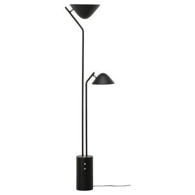 TRÅDNATE Floor uplighter/reading lamp, black, 180 cm