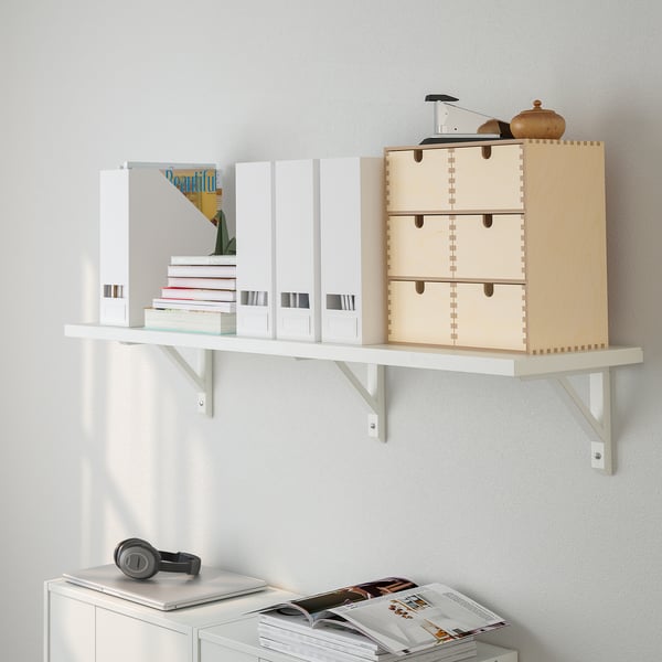 TRANHULT / SANDSHULT Wall shelf, white stained aspen, 120x30 cm