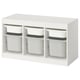 TROFAST Storage combination with boxes, white white/grey, 99x44x56 cm