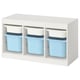 TROFAST Storage combination with boxes, white white/light blue, 99x44x56 cm
