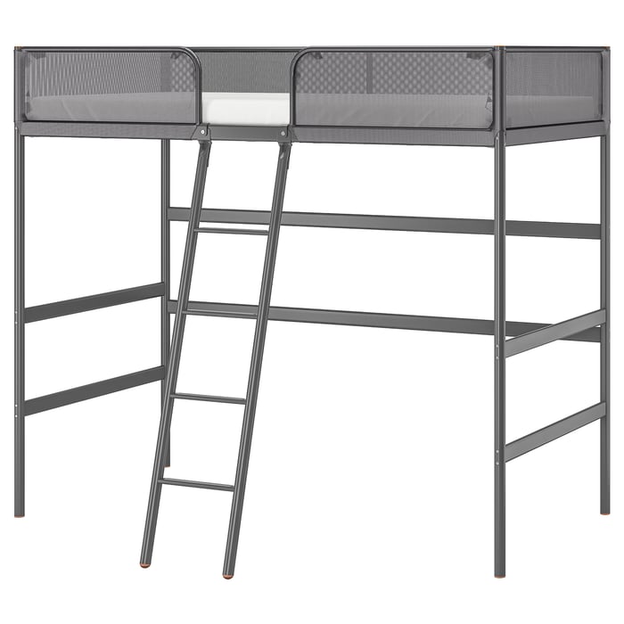 TUFFING loft bed frame, dark grey, Single