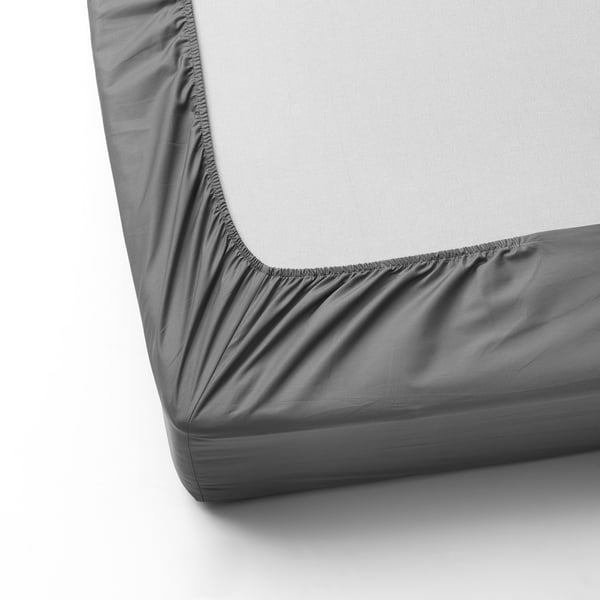 ULLVIDE Fitted sheet, grey, Single