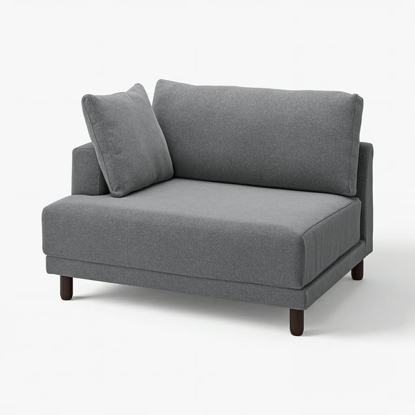 Grey UPPÅKRA sectional sofa, modern & comfy, with dark wooden legs.