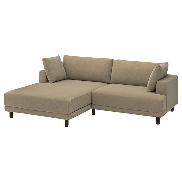 UPPÅKRA 3-seat modular sofa, with chaise longue, left/Johanneshov brown-beige