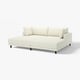 Modern white l-shaped uppakra sectional sofa with clean design, oversized cushions, and wooden legs.