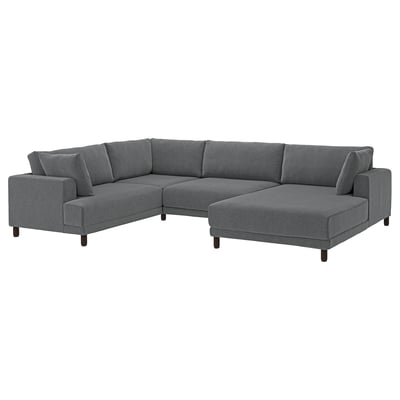 UPPÅKRA U-shaped sofa, 4,5-seat, with chaise longue, right/Johanneshov dark grey