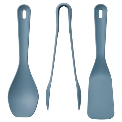 UPPFYLLD 3-piece kitchen utensil set, dark grey-blue