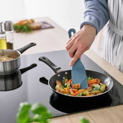 UPPFYLLD 3-piece kitchen utensil set, dark grey-blue