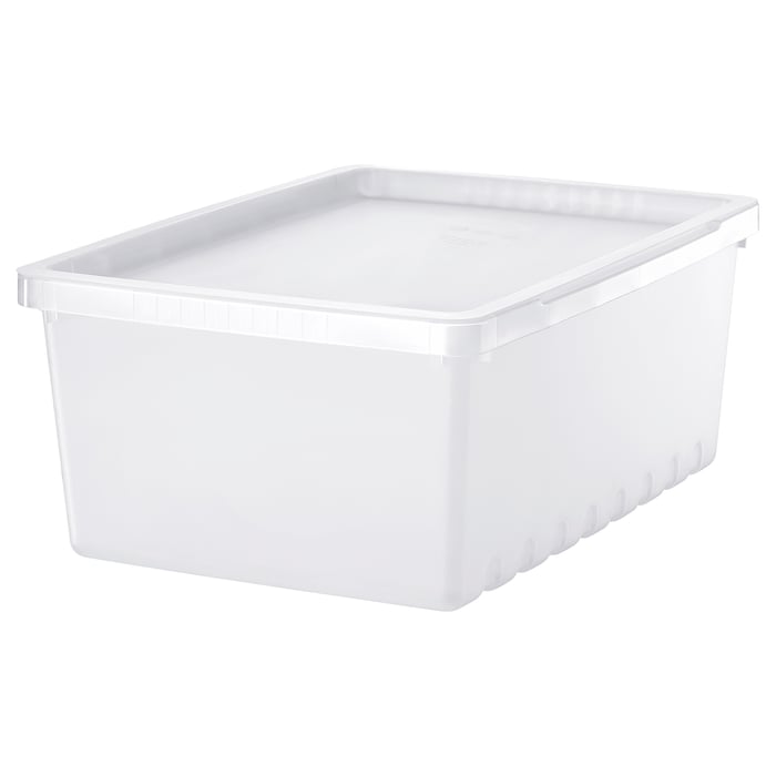 UPPSNOFSAD storage box with lid, transparent, 35x25x14 cm/9 l