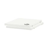 Two ikea UTRUSTA shelves, white melamine, 18mm thick, stack/mount with screws.