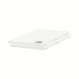 White UTRUSTA shelves, rectangular, with melamine and particleboard material.