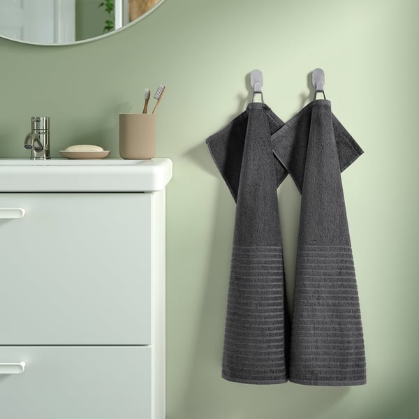 VÅGSJÖN Hand towel, dark grey, 40x70 cm