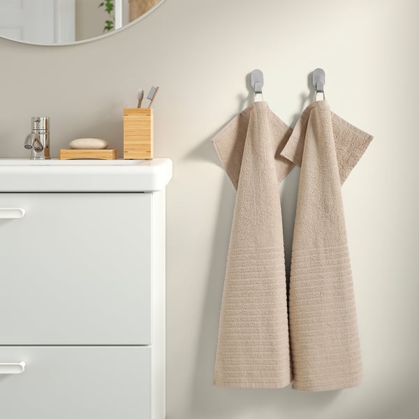 VÅGSJÖN Hand towel, light beige, 40x70 cm