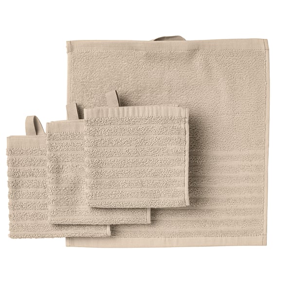 VÅGSJÖN Washcloth, light beige, 30x30 cm