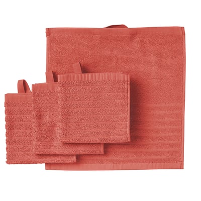 VÅGSJÖN Washcloth, orange-red, 30x30 cm