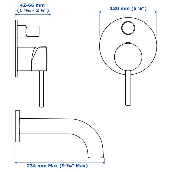 VALLAMOSSE Bath/shower mixer with spout, chrome-plated