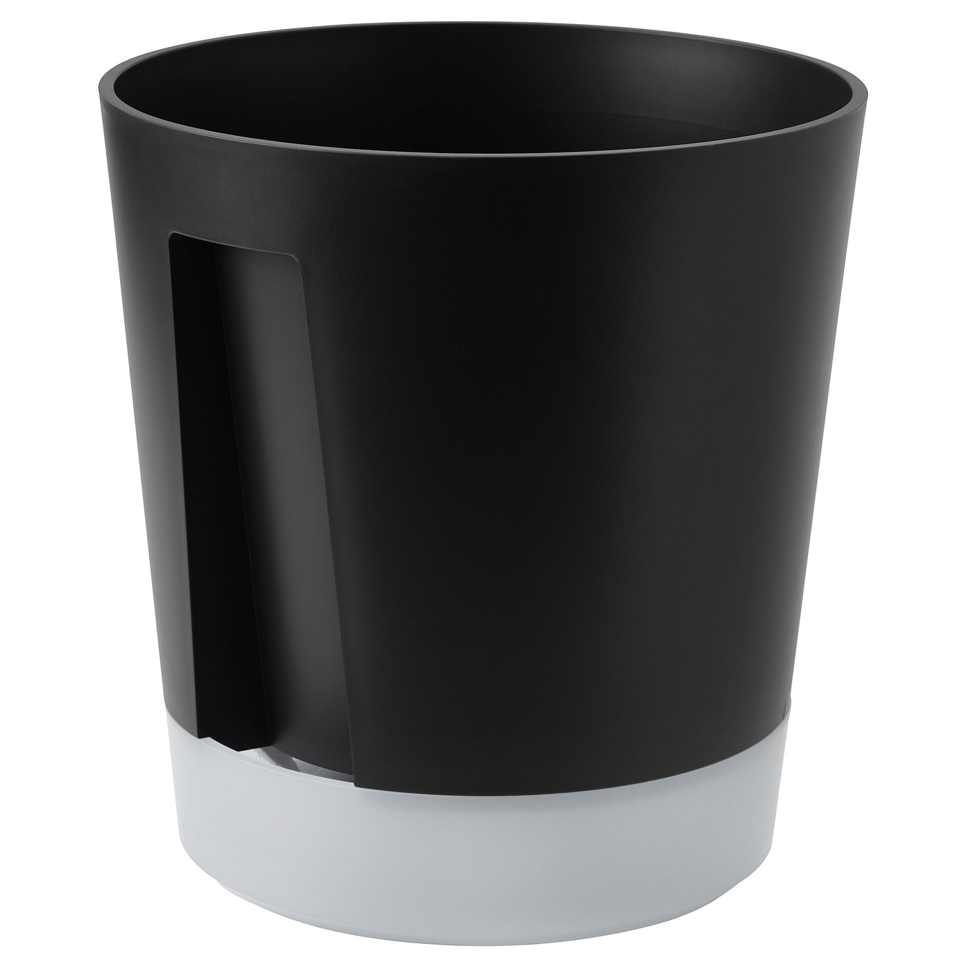 Black & white self-watering cylinder with handle