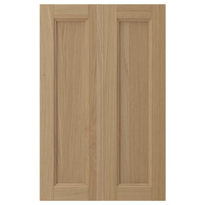 VEDHAMN 2-p door f corner base cabinet set, oak, 25x80 cm