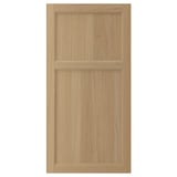 VEDHAMN: natural oak cabinet door, solid wood frame, square panels, light finish.