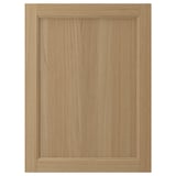 VEDHAMN wooden cabinet door. Natural oak colour, rectangular shape, solid oak frame, oak veneer panel.